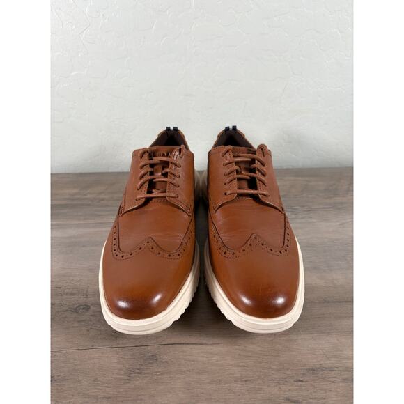 Cole Haan men Size 7 Oxford Shoes Grand OS Wingtip leather British Tan Brown - Picture 3 of 8
